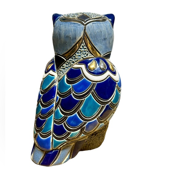 De Rosa Rinconada Blue owl figurine, collectible ornament, artisan art sculpture - Picture 5 of 12